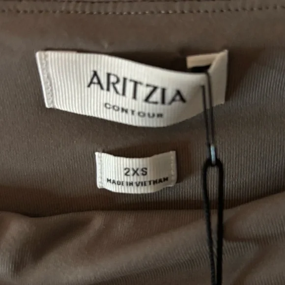 NWT Aritzia Taupe Off-Shoulder Mini Dress - Picture 3 of 5